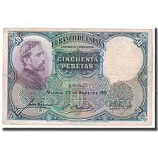 Banknot, Hiszpania, 50 Pesetas, 1931, 1931-04-25, KM:82, EF(40-45)