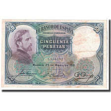 Banknote, Spain, 50 Pesetas, 1931, 1931-04-25, KM:82, EF(40-45)