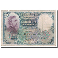 Banknote, Spain, 50 Pesetas, 1931, 1931-04-25, KM:82, VF(20-25)