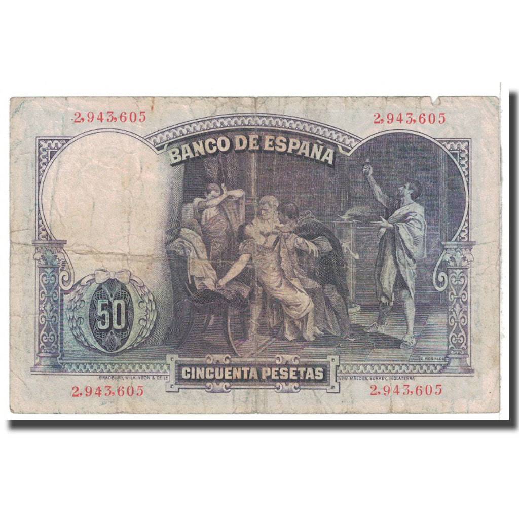 Banknote, Spain, 50 Pesetas, 1931, 1931-04-25, KM:82, VF(20-25)
