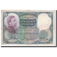 Billet, Espagne, 50 Pesetas, 1931, 1931-04-25, KM:82, TB