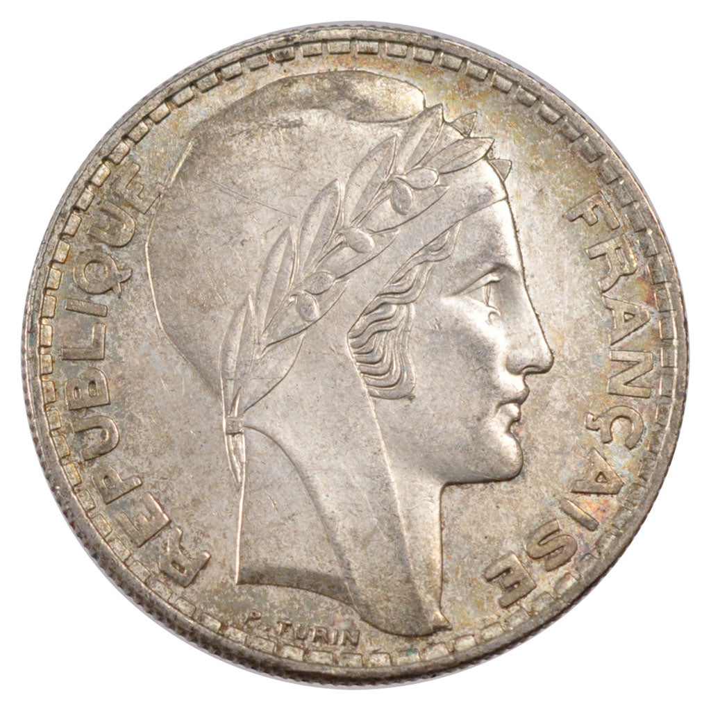 FRANCE, Turin, 20 Francs, 1937, Paris, KM #879, MS(60-62), Silver, 35, Gadoury..