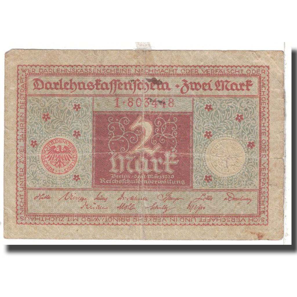Banknote, Germany, 2 Mark, 1920, 1920-03-01, KM:59, VG(8-10)