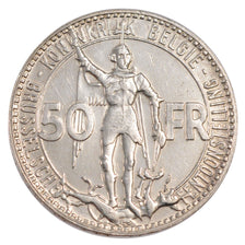 Belgio, 50 Francs, 50 Frank, 1935, BB+, Argento, KM:107.1
