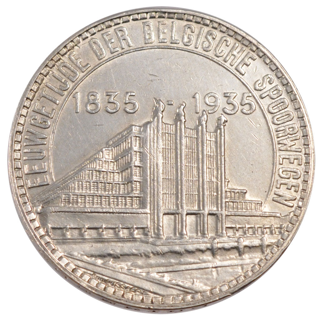 Belgio, 50 Francs, 50 Frank, 1935, BB+, Argento, KM:107.1
