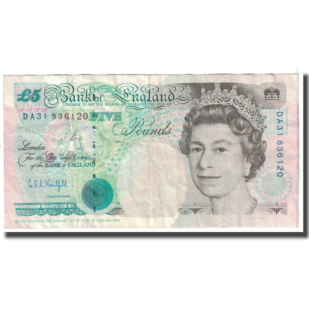 Billet, Grande-Bretagne, 5 Pounds, 1990, KM:382b, TB