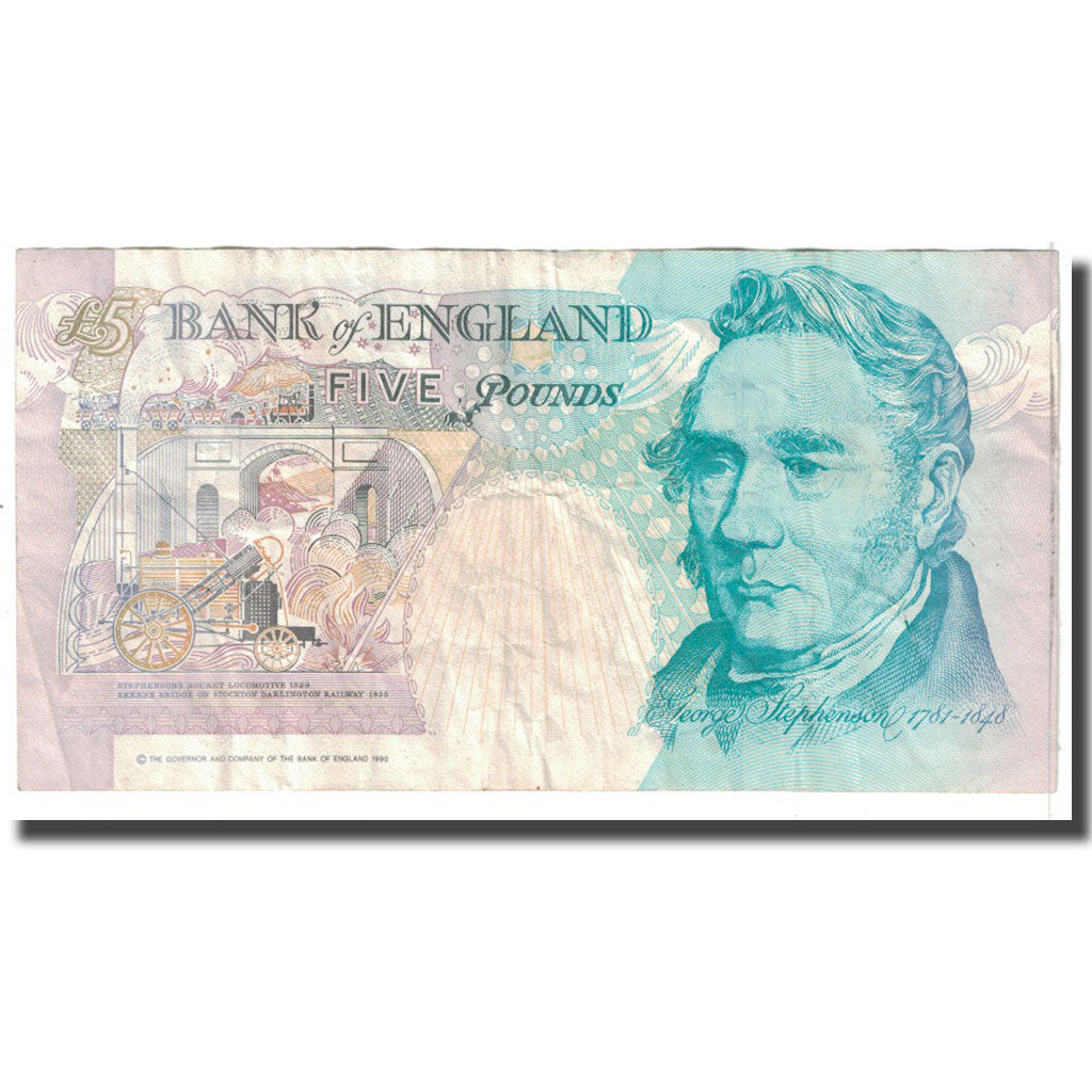 Billet, Grande-Bretagne, 5 Pounds, 1990, KM:382b, TB