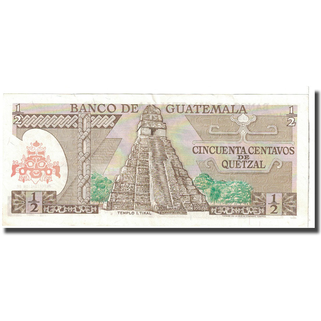 Banknote, Guatemala, 1/2 Quetzal, 1982, 1982-01-06, KM:58c, EF(40-45)
