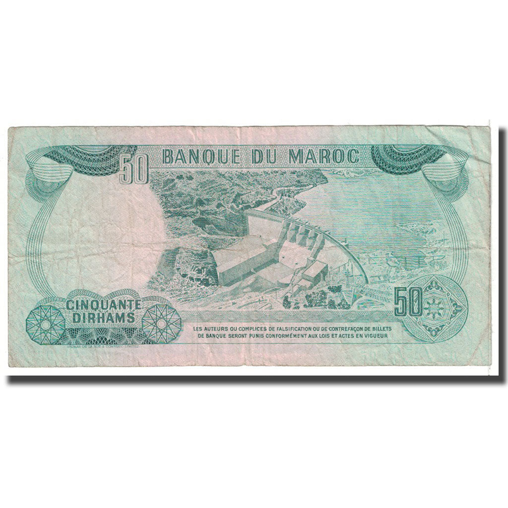 Biljet, Marokko, 50 Dirhams, 1970, KM:58a, B