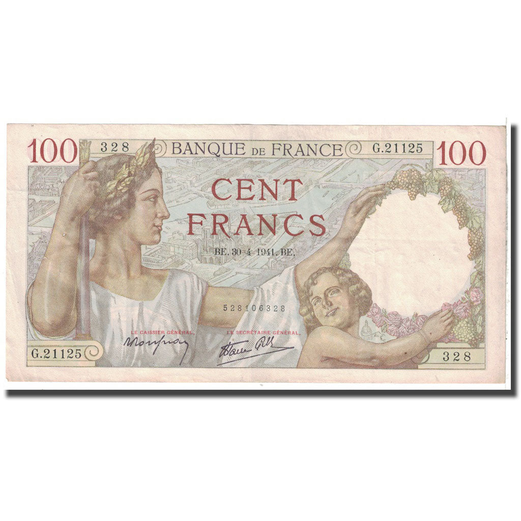 France, 100 Francs, Sully, 1941, 1941-04-30, TTB, Fayette:26.51, KM:94