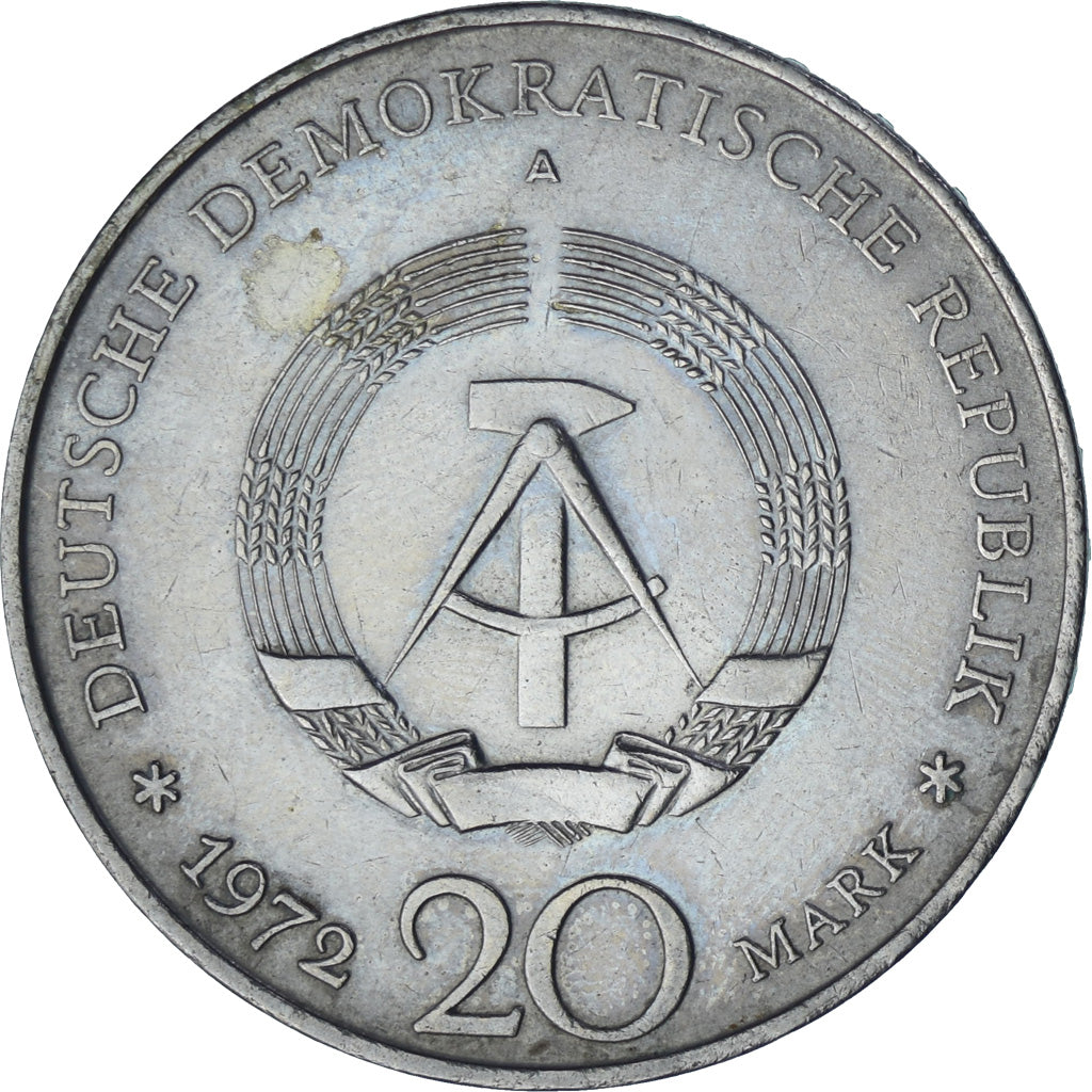 GERMAN-DEMOCRATIC REPUBLIC, 20 Mark, 1972, Berlin, Kupfer-Nickel, SS+, KM:40