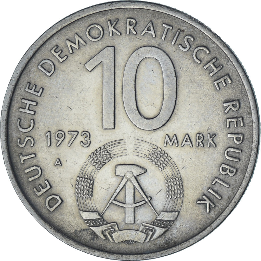 REPUBBLICA DEMOCRATICA TEDESCA, 10 Mark, 1973, Berlin, Rame-nichel, SPL-, KM:44