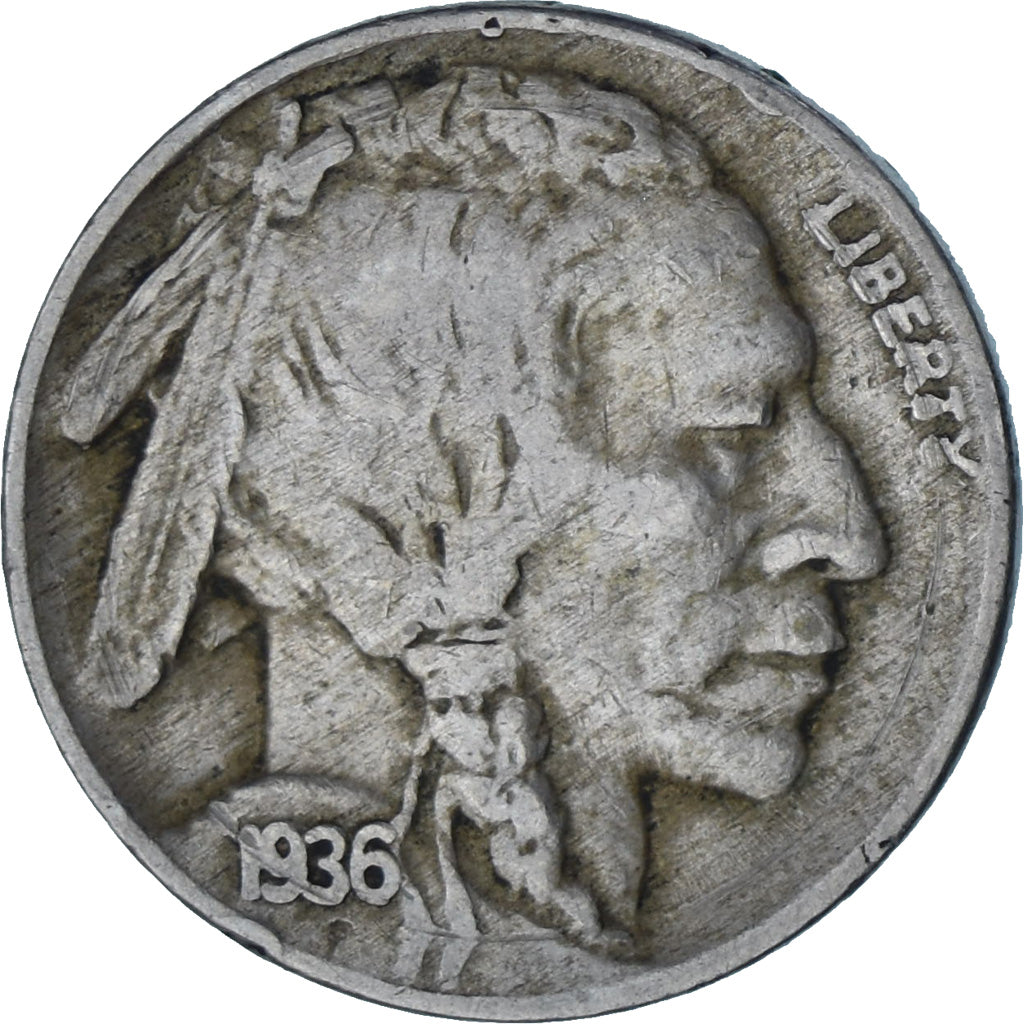 Moneta, Stati Uniti, 5 Cents, 1936, BB+, Cupronickel