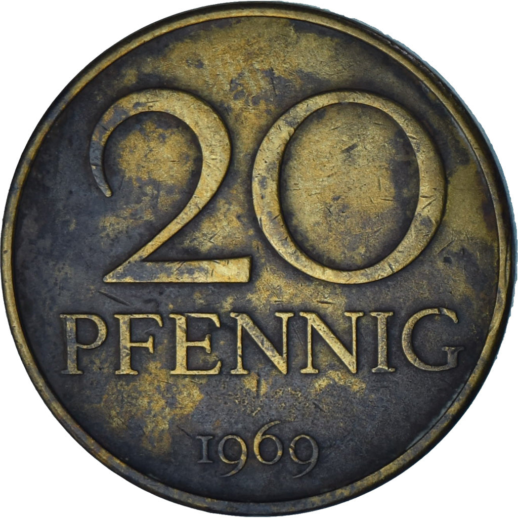 Moeda, ALEMANHA - REPÚBLICA DEMOCRÁTICA, 20 Pfennig, 1969, Berlin, F(12-15)