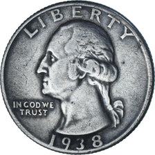 Estados Unidos, Quarter, Washington Quarter, 1938, U.S. Mint, Plata, MBC+