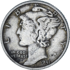 Moeda, Estados Unidos da América, Dime, 1941, San Francisco, AU(50-53), Prata