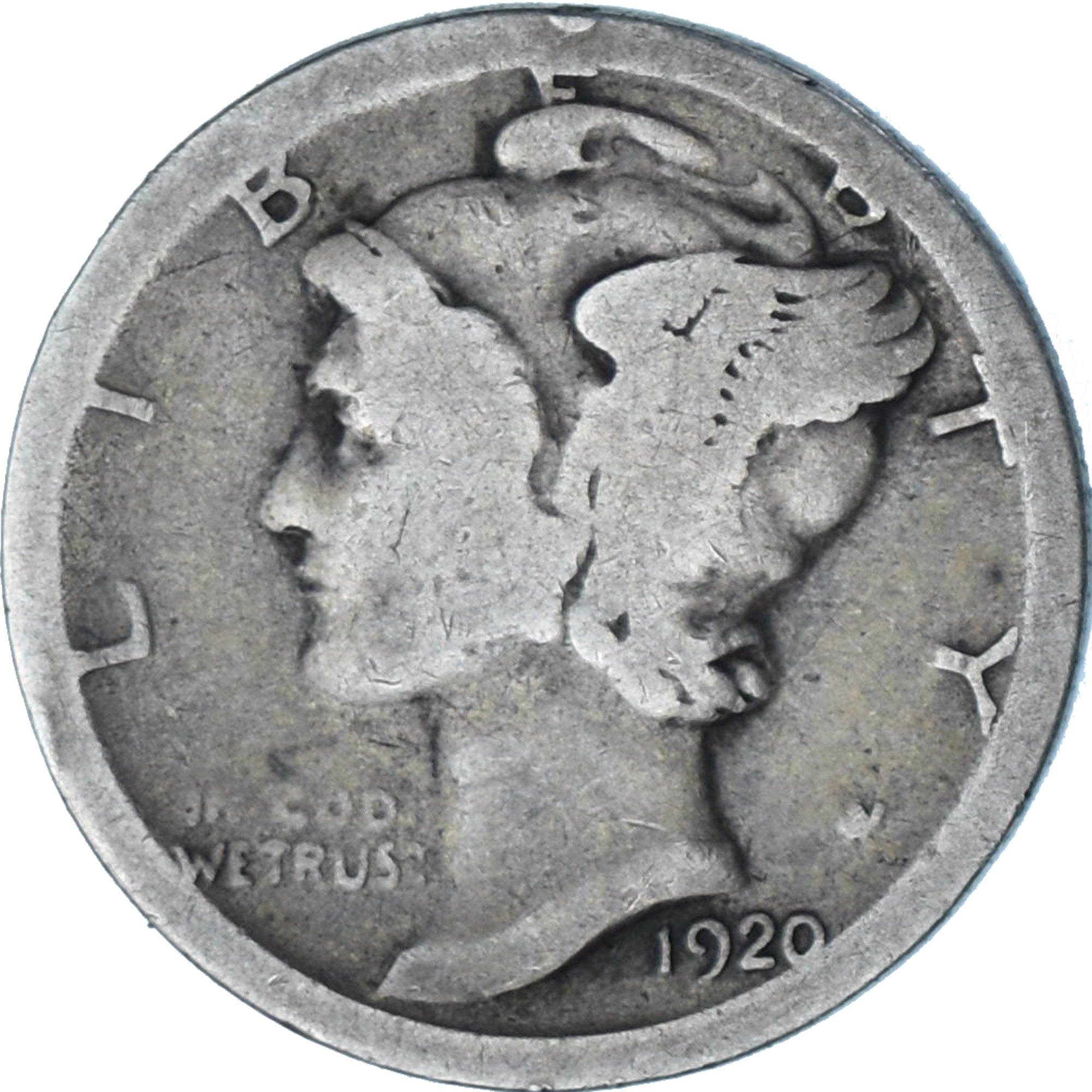 Stati Uniti, Dime, Mercury Dime, 1920, U.S. Mint, Argento, B, KM:140