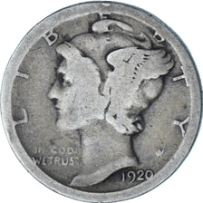 Stati Uniti, Dime, Mercury Dime, 1920, U.S. Mint, Argento, B, KM:140