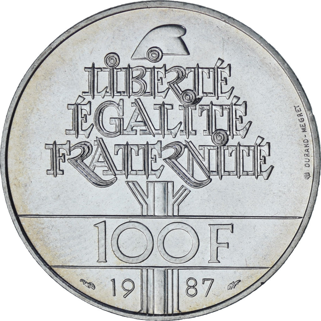 Moneda, Francia, Lafayette, 100 Francs, 1987, Paris, EBC+, Plata, KM:962