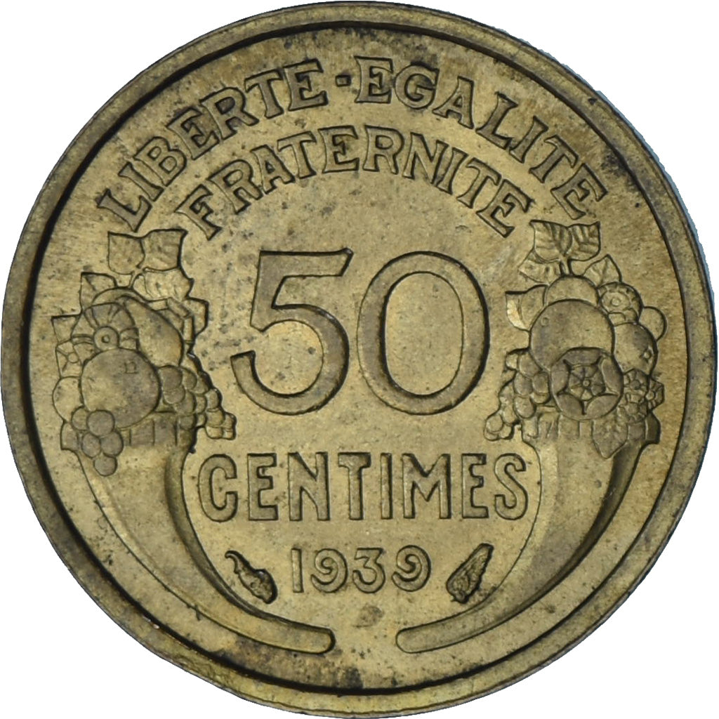 Moneda, Francia, Morlon, 50 Centimes, 1939, Paris, MBC, Aluminio - bronce