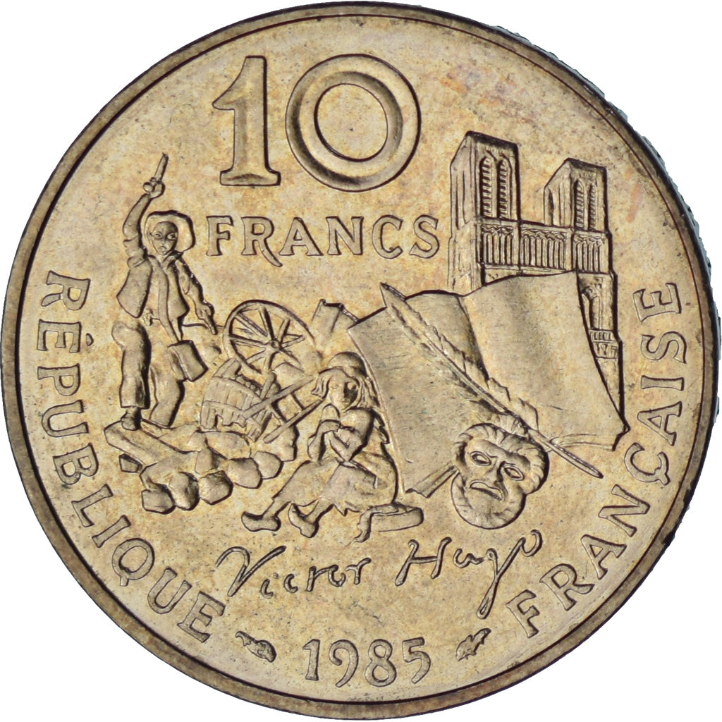 Moneta, Francia, Victor Hugo, 10 Francs, 1985, Pessac, Tranche A, SPL-