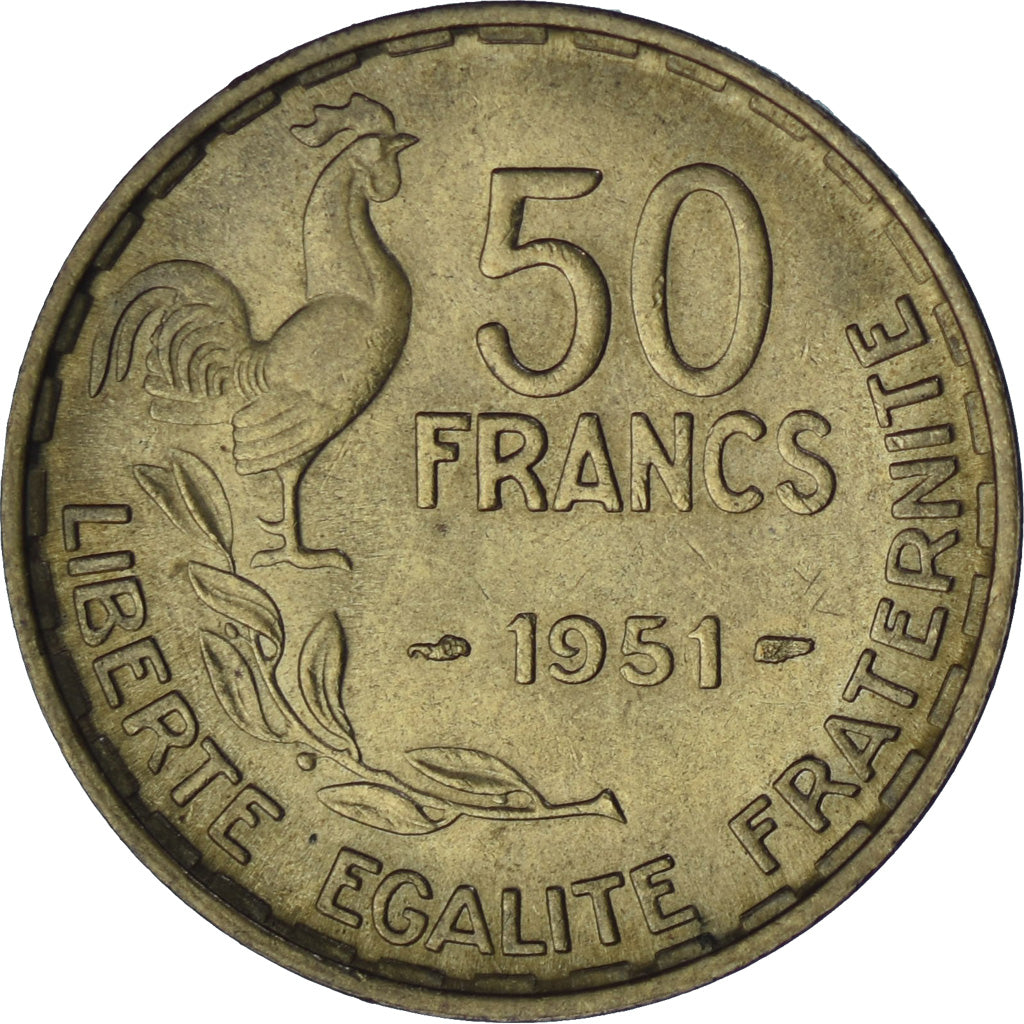 Munten, Frankrijk, 50 Francs, 1951, PR, Cupro-Aluminium