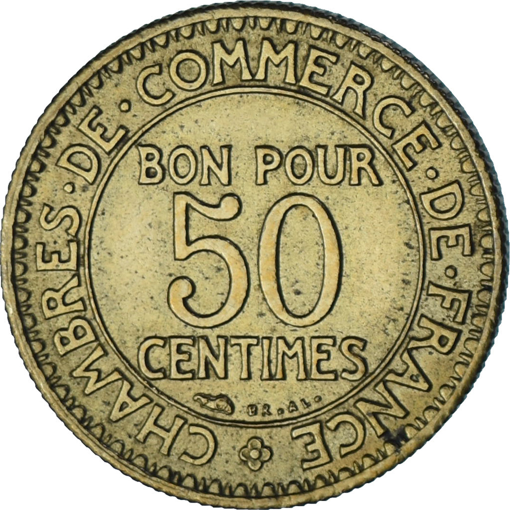 Francia, Chambre de commerce, 50 Centimes, 1923, MBC+, Aluminio - bronce, KM:884
