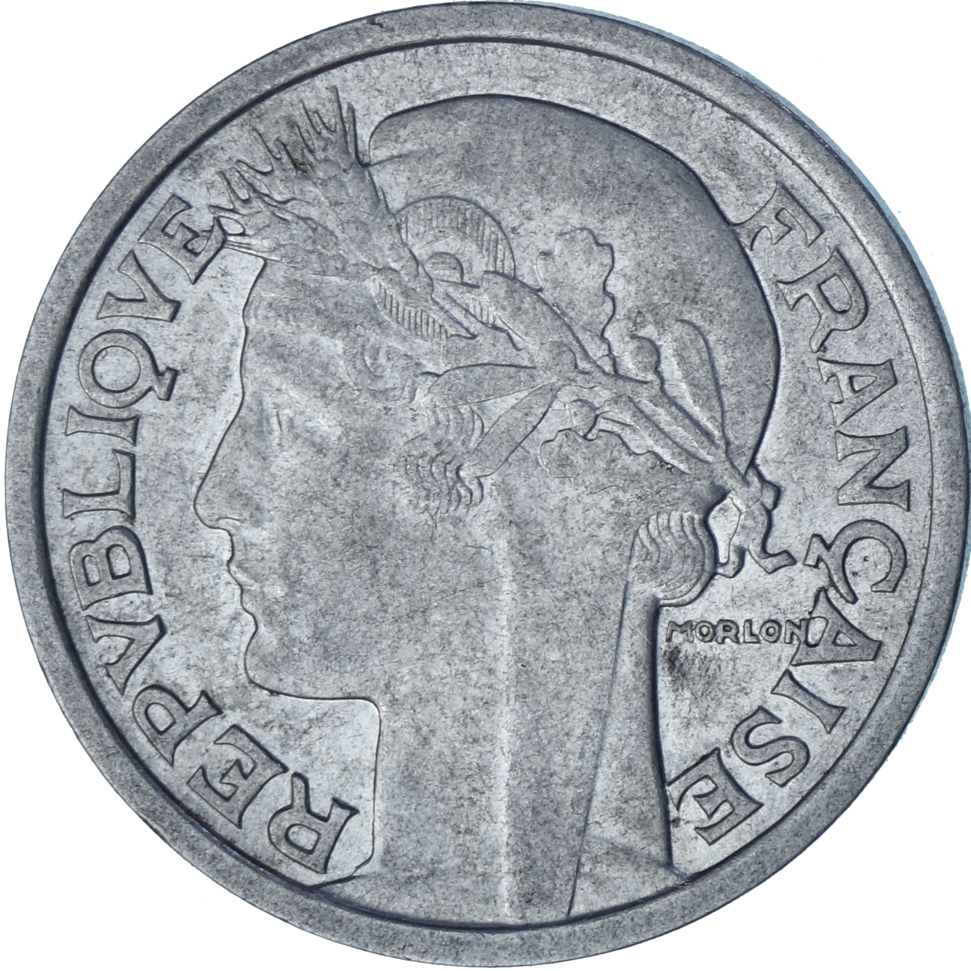 Munten, Frankrijk, Morlon, 2 Francs, 1948, Beaumont - Le Roger, ZF, Aluminium