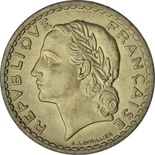 Moneta, Francja, Lavrillier, 5 Francs, 1945, Paris, EF(40-45), Aluminium-Brąz