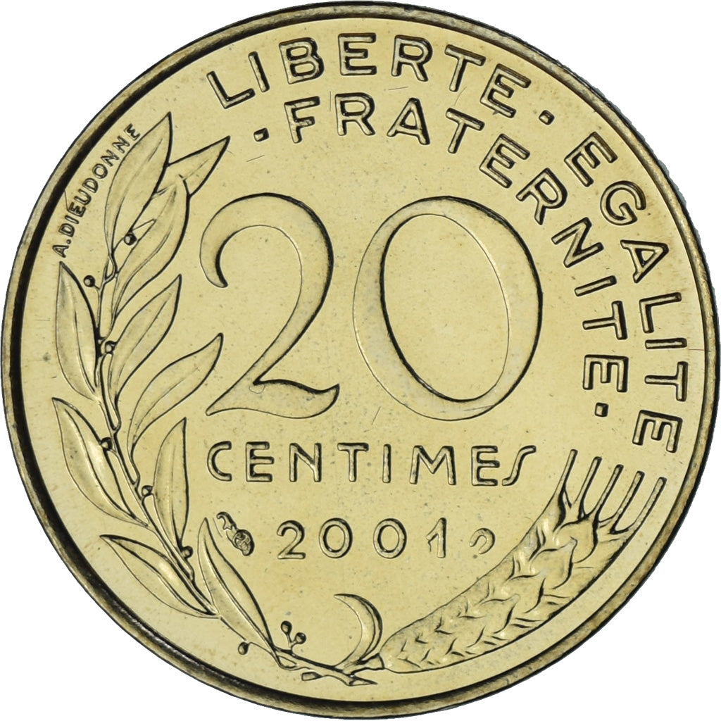 Monnaie, France, Marianne, 20 Centimes, 2001, Paris, SPL+, Bronze-Aluminium