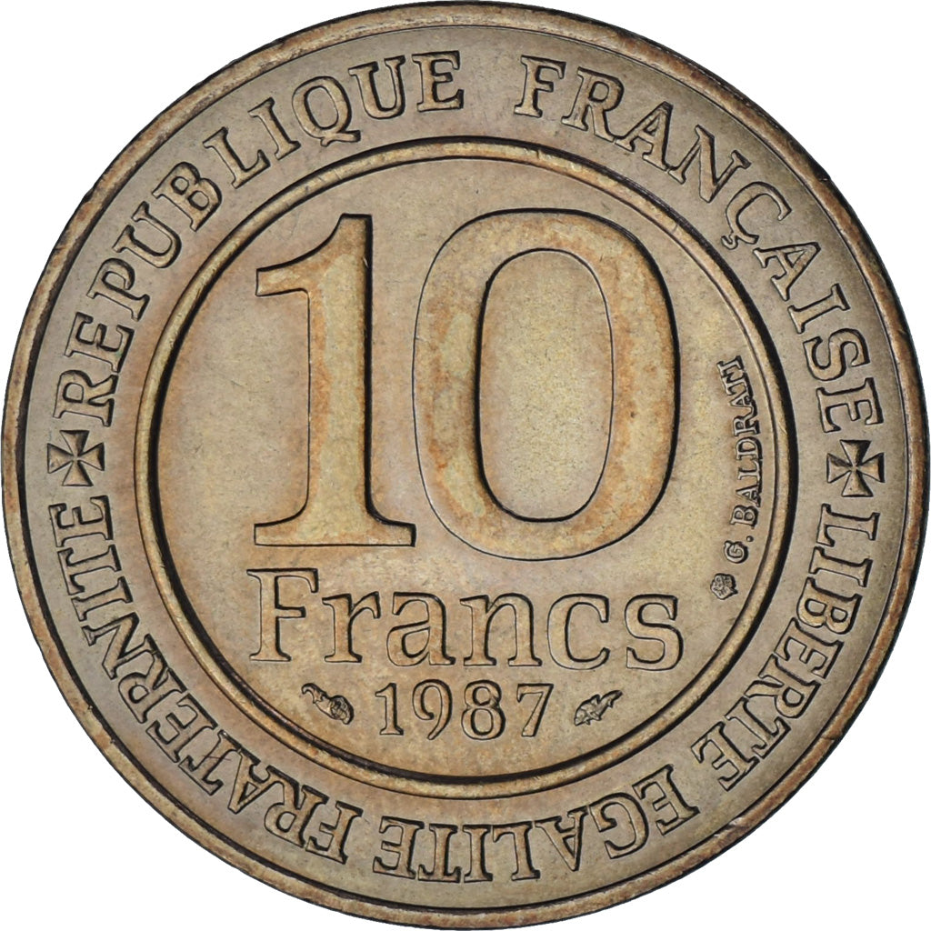 Moneda, Francia, 10 Francs, 1987, Paris, SC, Níquel - bronce, KM:961d