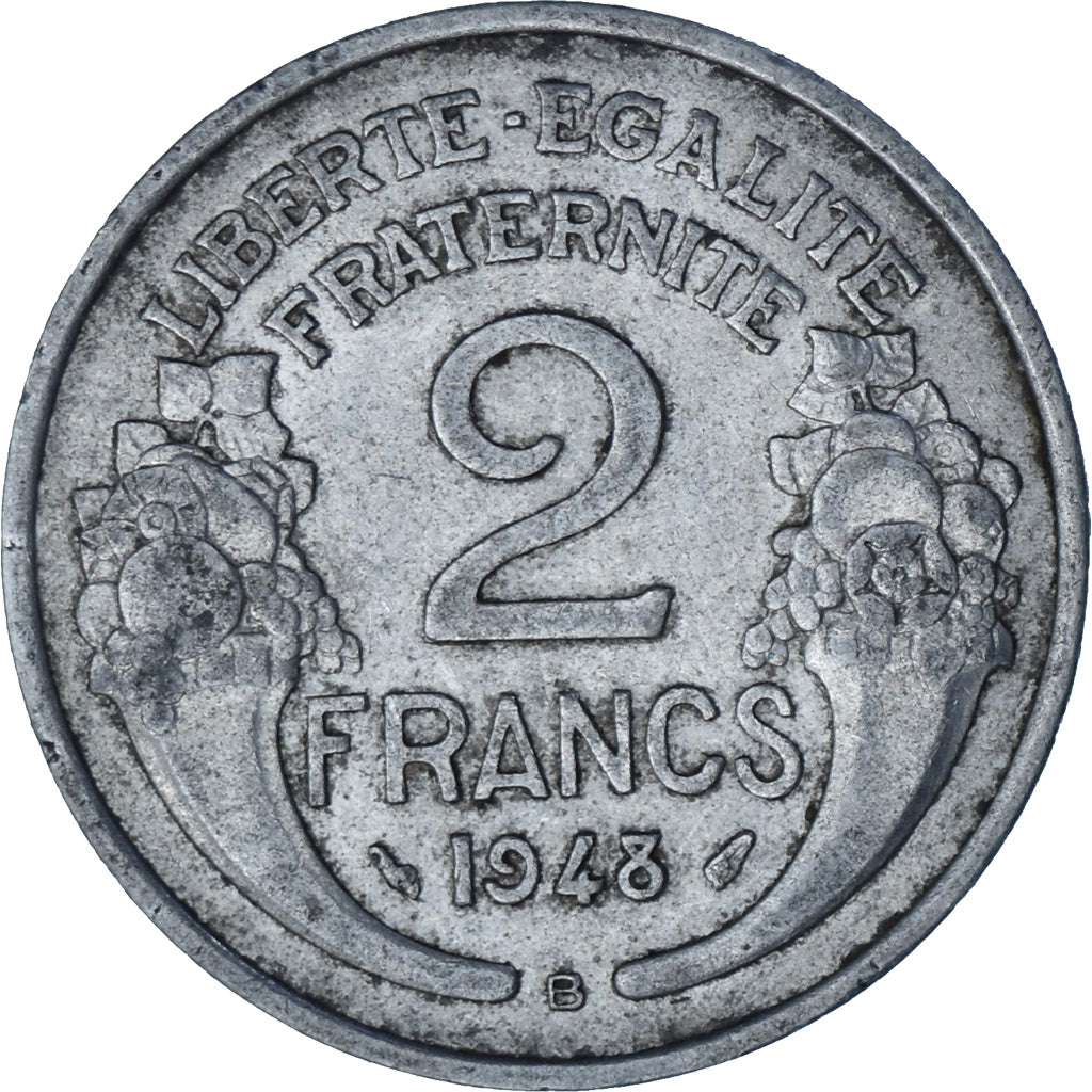 Münze, Frankreich, Morlon, 2 Francs, 1948, Beaumont - Le Roger, SS+, Aluminium
