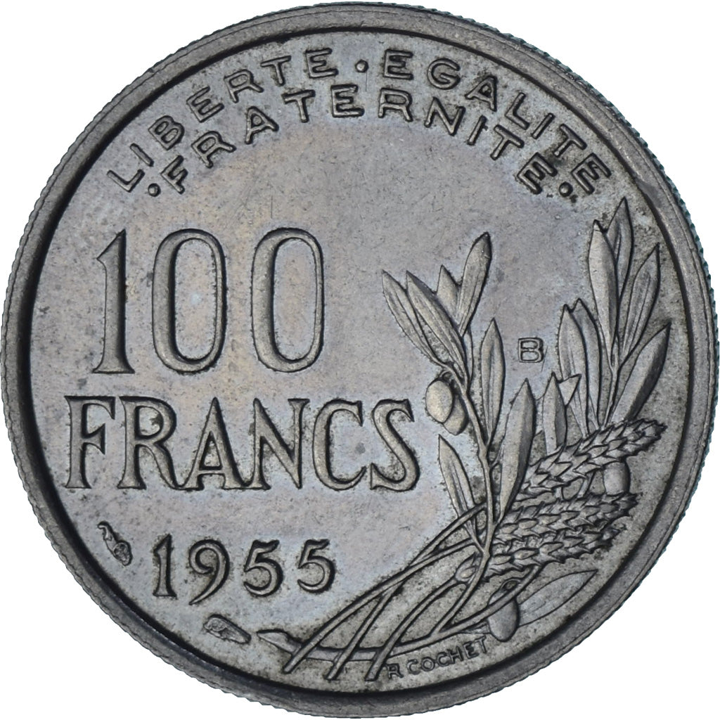 Munten, Frankrijk, Cochet, 100 Francs, 1955, Paris, PR, Cupro-nikkel, KM:919.1