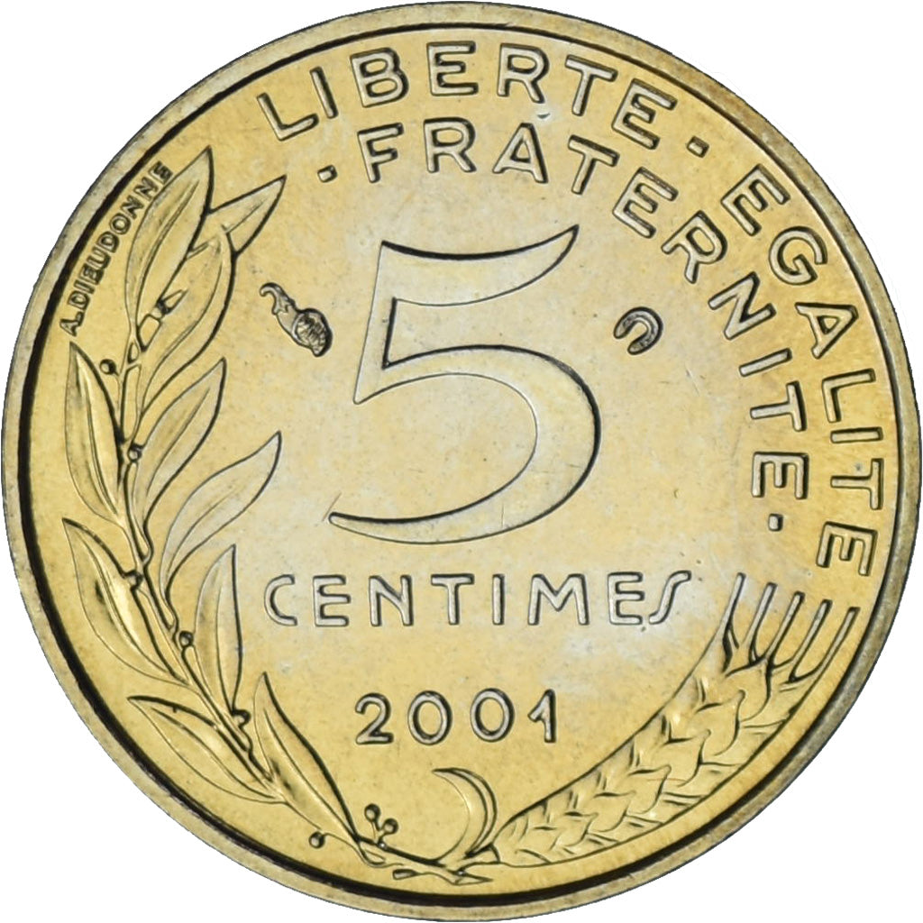 Münze, Frankreich, Marianne, 5 Centimes, 2001, Paris, UNZ, Aluminum-Bronze