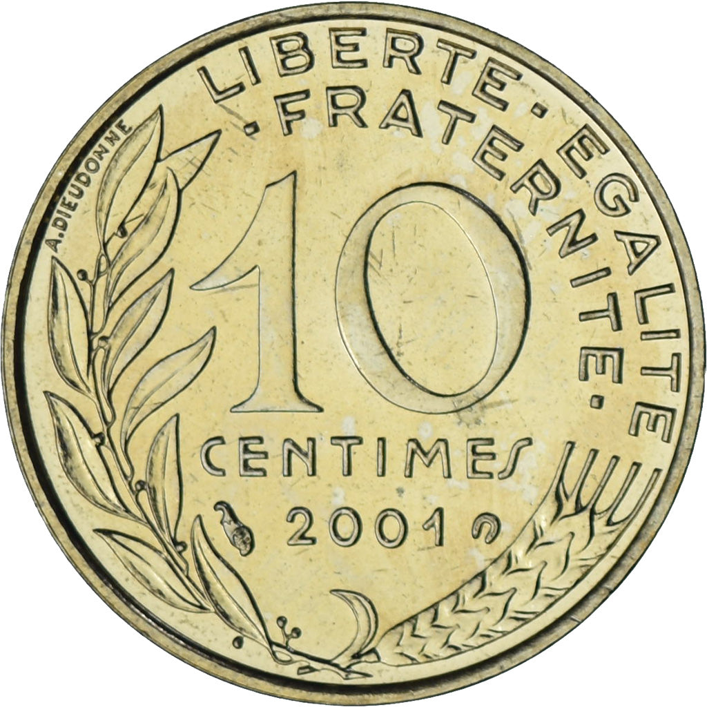 Moneta, Francia, Marianne, 10 Centimes, 2001, Paris, SPL+, Alluminio-bronzo