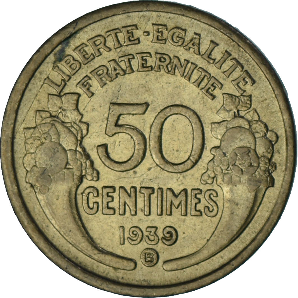 Francia, 50 Centimes, Morlon, 1939, Bruxelles, Aluminio - bronce, EBC