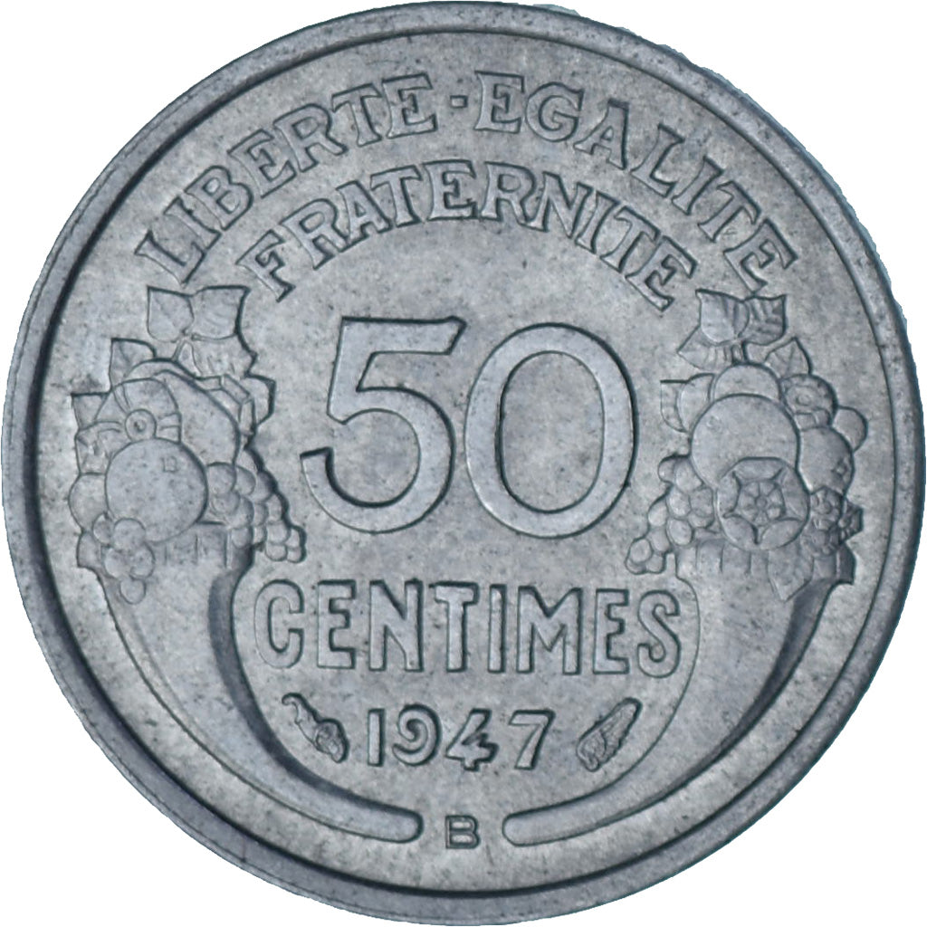 Moneda, Francia, Morlon, 50 Centimes, 1947, Beaumont - Le Roger, EBC+, Aluminio