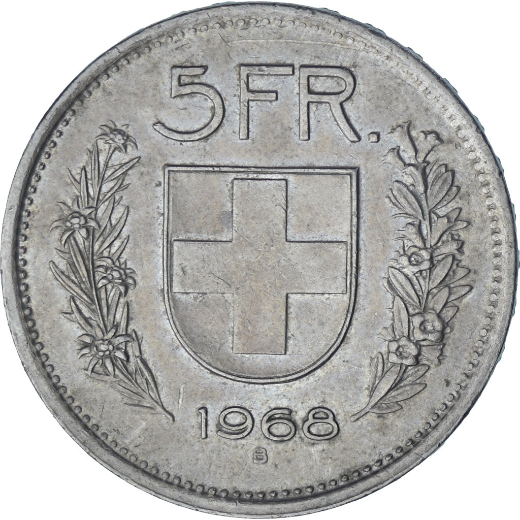 Moneta, Svizzera, 5 Francs, 1968, Bern, BB+, Rame-nichel, KM:40a.1