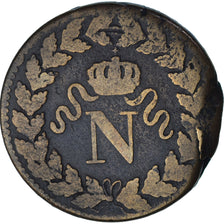Moneta, Francia, Napoleon I, Decime, 1815, Strasbourg, MB, Bronzo, Gadoury:195e