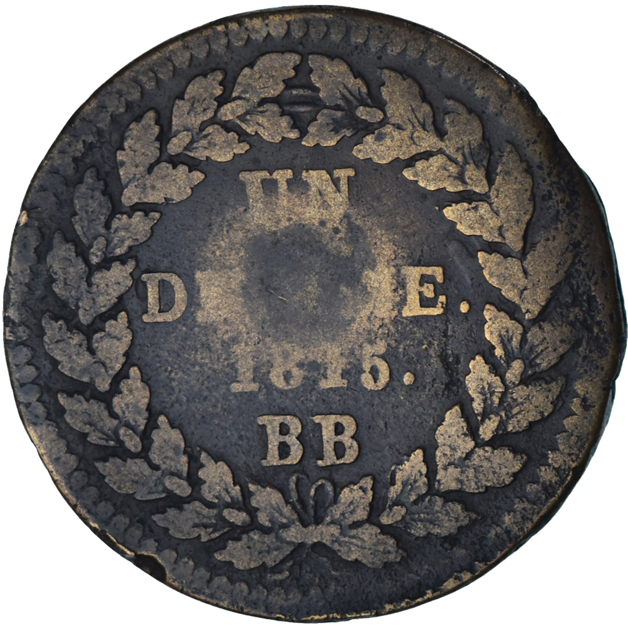 Moneta, Francia, Napoleon I, Decime, 1815, Strasbourg, MB, Bronzo, Gadoury:195e