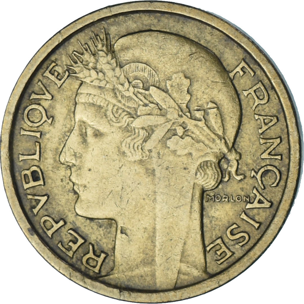 Moneda, Francia, Morlon, 50 Centimes, 1939, Bruxelles, MBC, Aluminio - bronce