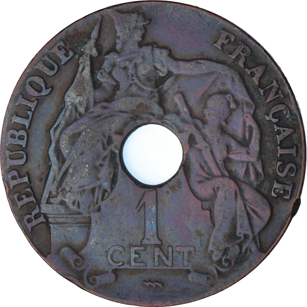 Münze, FRENCH INDO-CHINA, Cent, 1923, Poissy, SS, Bronze, KM:12.3, Lecompte:92