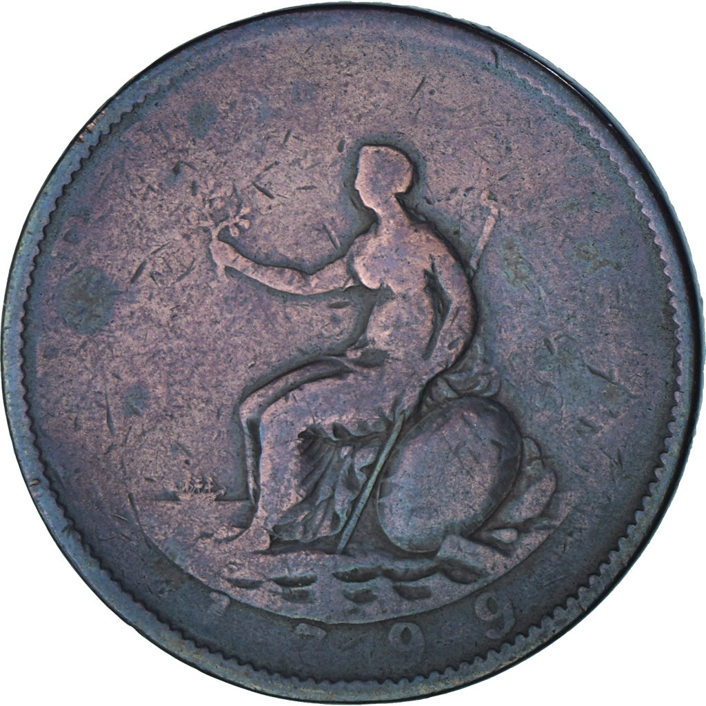 Moneta, Gran Bretagna, George III, 1/2 Penny, 1799, London, MB+, Rame, KM:647