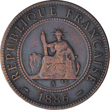 Moeda, INDOCHINA FRANCESA, Cent, 1886, Paris, AU(50-53), Bronze