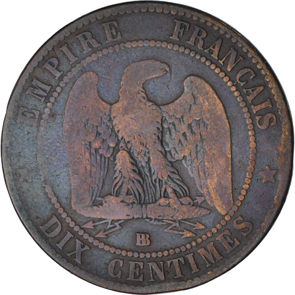 Munten, Frankrijk, Napoleon III, 10 Centimes, 1864, Strasbourg, FR, Bronzen