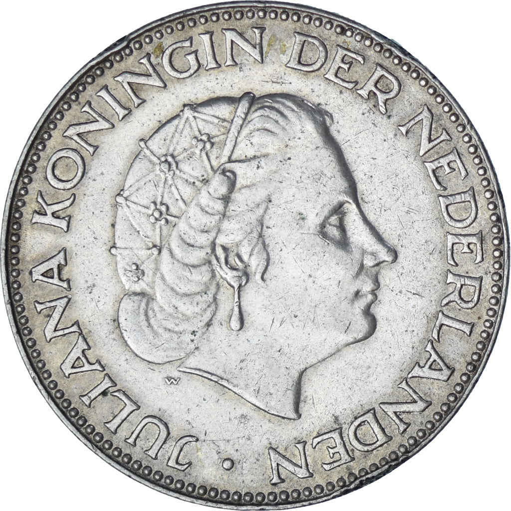 Coin, Netherlands, Juliana, 2-1/2 Gulden, 1959, AU(50-53), Silver, KM:185