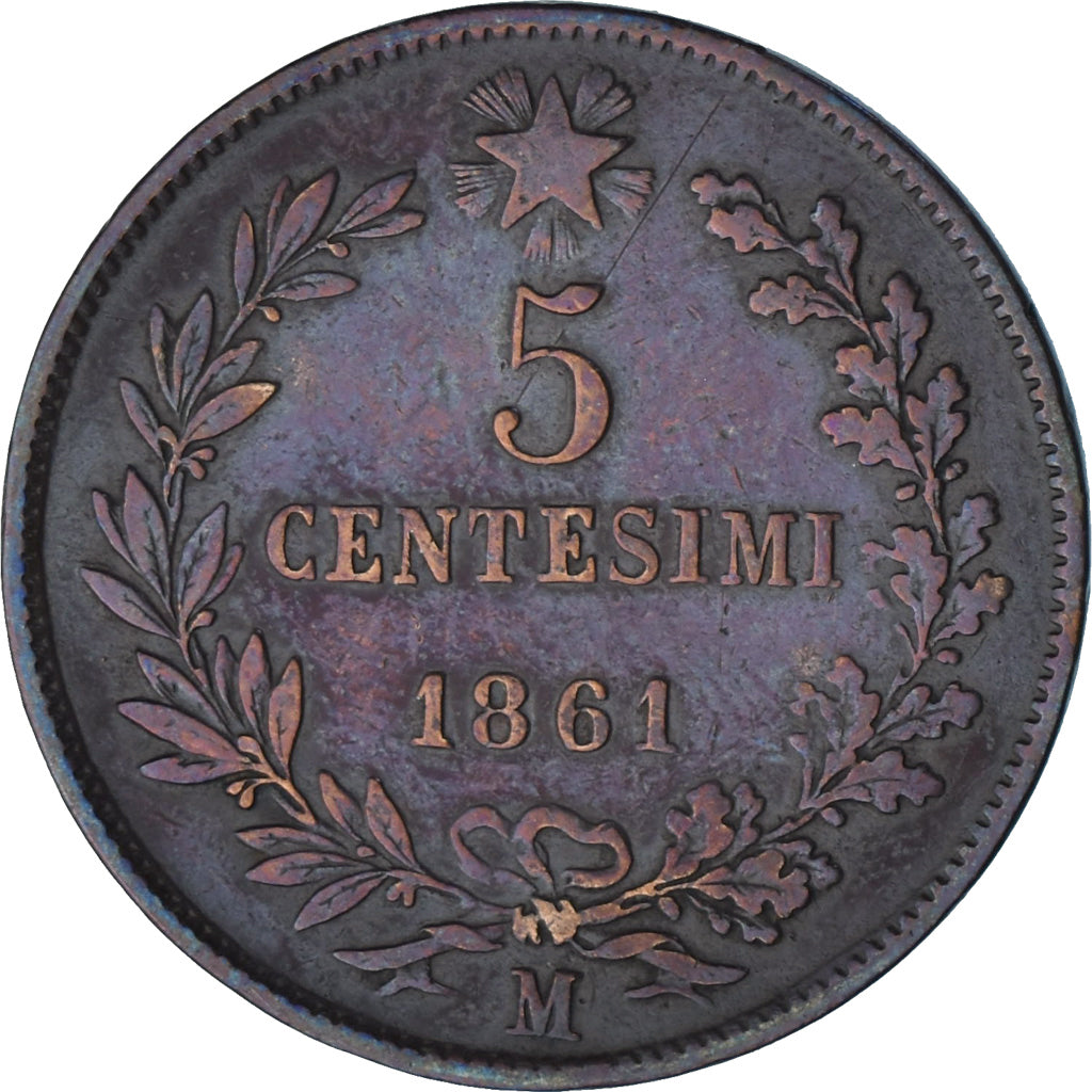 Moneta, Italia, Vittorio Emanuele II, 5 Centesimi, 1861, Milan, SPL-, Rame