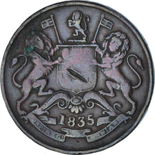 Münze, INDIA-BRITISH, 1/2 Anna, 1835, Bombay, S+, Kupfer, KM:447.1