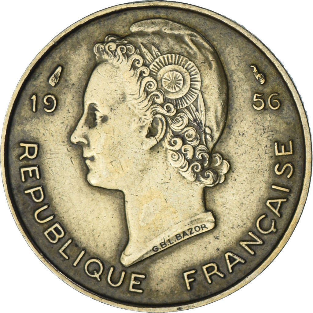 Moneda, África oriental francesa, 10 Francs, 1956, Paris, SC, Aluminio -