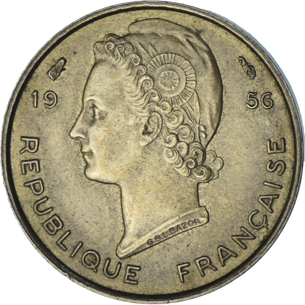 Moeda, África Ocidental Francesa, 5 Francs, 1956, Paris, AU(50-53)